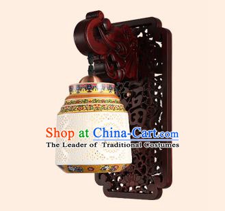 China Handmade Pierced Ceramics Lantern Ancient Wood Wall Lanterns Traditional Lamp