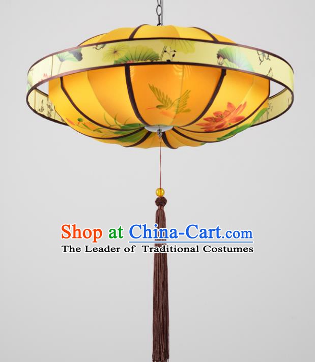 Traditional Chinese Painting Birds Lotus Palace Lantern Handmade Ceiling Lanterns Ancient Lamp