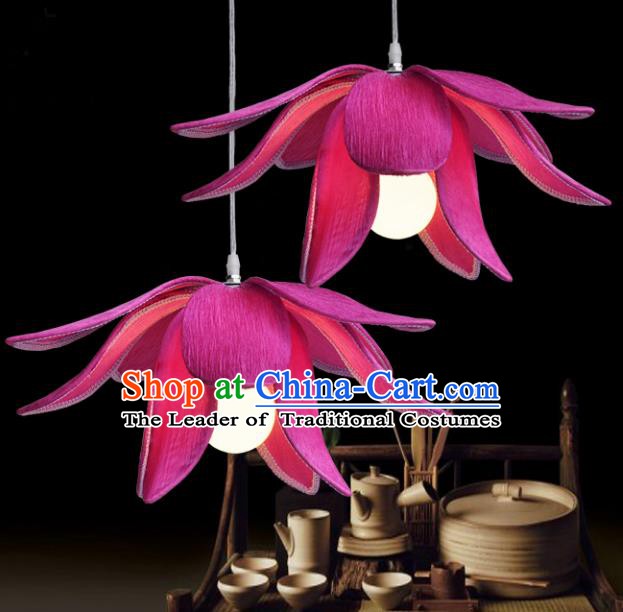 Top Grade Handmade Rosy Lotus Lanterns Traditional Chinese Ceiling Palace Lantern Ancient Lanterns