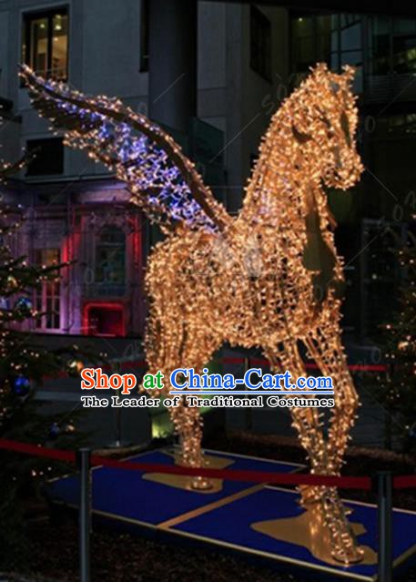 Traditional Christmas Pegasus Horse Light Show Decorations Lamps Stage Display Lamplight LED Lanterns
