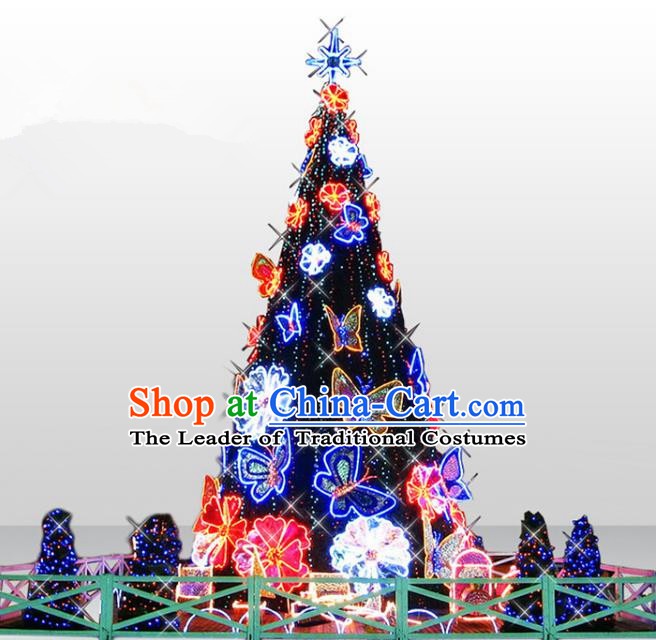 Traditional Handmade Christmas Light Show Decorations Shiny Butterfly Christmas Tree Lamplight LED Lanterns
