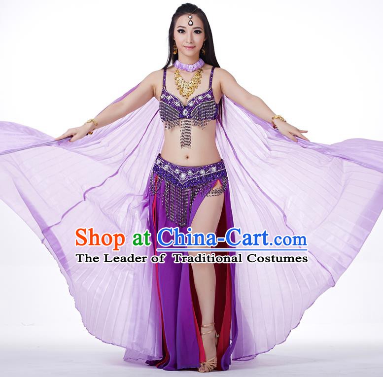 Indian Traditional Belly Dance Purple Wings India Raks Sharki Props for Women