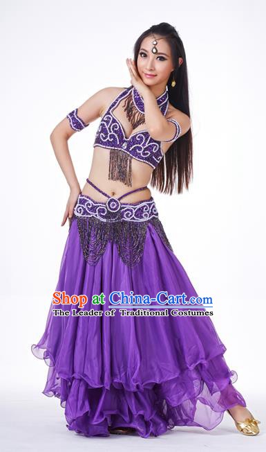 Traditional Oriental Dance Costume Indian Belly Dance Purple Dress for Women