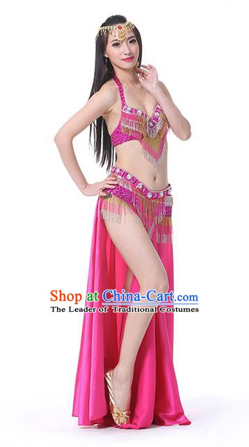Indian Traditional Oriental Bollywood Dance Rosy Dress Belly Dance Sexy Costume for Women