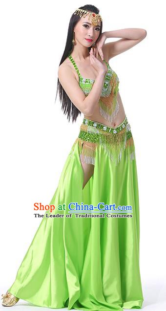 Indian Traditional Oriental Bollywood Dance Light Green Dress Belly Dance Sexy Costume for Women