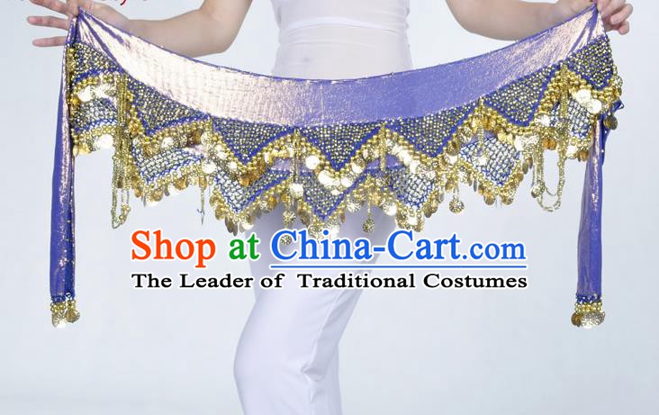 Indian Belly Dance Accessories Golden Sequin Royalblue Waist Chain Belts India Raks Sharki Waistband for Women