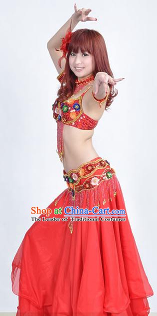 Indian Traditional Belly Dance Performance Costume Classical Oriental Dance Red Dress for Women