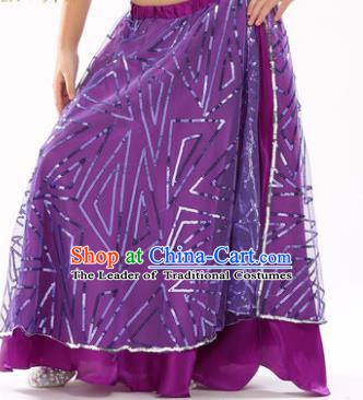 Asian Indian Children Belly Dance Purple Bust Skirt Raks Sharki Oriental Dance Clothing for Kids