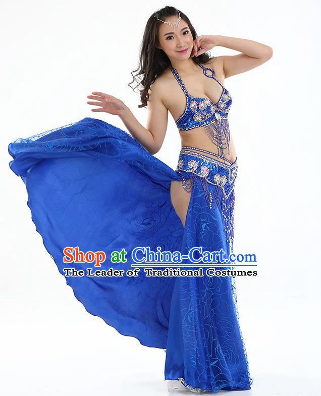 Top Grade Bollywood Belly Dance Royalblue Dress Indian Raks Sharki Oriental Dance Clothing for Women