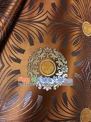Chinese Traditional Fabric Mongolian Robe Brown Brocade Chinese Fabric Asian Tibetan Robe Material