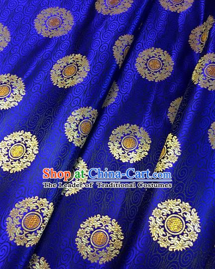 Chinese Traditional Fabric Tang Suit Royal Pattern Royalblue Brocade Chinese Fabric Asian Tibetan Robe Material