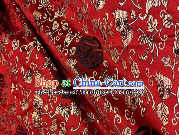 Chinese Traditional Fabric Tang Suit Royal Pattern Red Brocade Chinese Fabric Asian Tibetan Robe Material