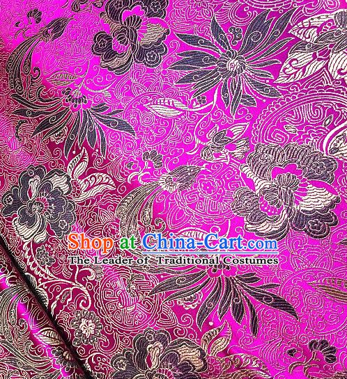 Chinese Traditional Fabric Tang Suit Lotus Pattern Rosy Brocade Chinese Fabric Asian Cheongsam Material