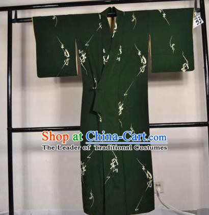 Japanese Traditional Male Kimono Clothing Atrovirens Haori Kimonos Yukata Robe for Men