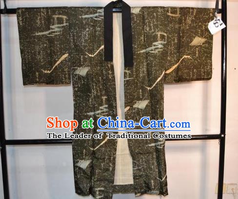 Japanese Traditional Male Kimono Clothing Japan Samurai Grey Haori Kimonos Yukata Robe for Men