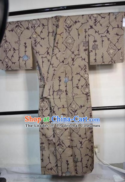 Japanese Traditional Brown Yukata Japan Samurai Haori Kimonos Robe Clothing for Men