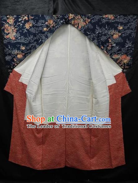 Traditional Japan Costume Female Navy Furisode Kimono Japanese Geisha Yukata Dress for Women