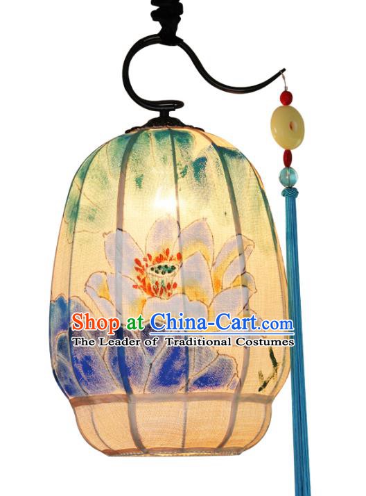 Handmade Traditional Chinese Lantern Ceiling Lanterns Hand Painting Lotus Lanern New Year Lantern