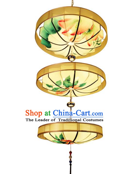 Handmade Traditional Chinese Ancient Lantern Ceiling Lanterns Hand Painting Lotus Lanern