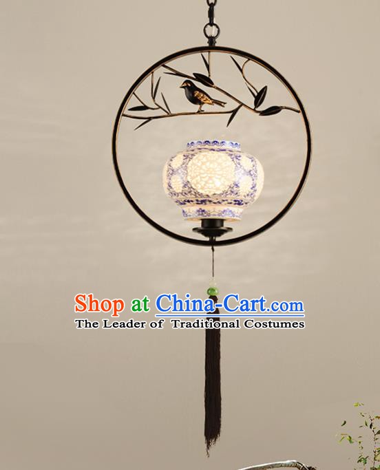Traditional Chinese Handmade Lantern Classical Ceiling Lamp Ancient Black Frame Hanging Lanern