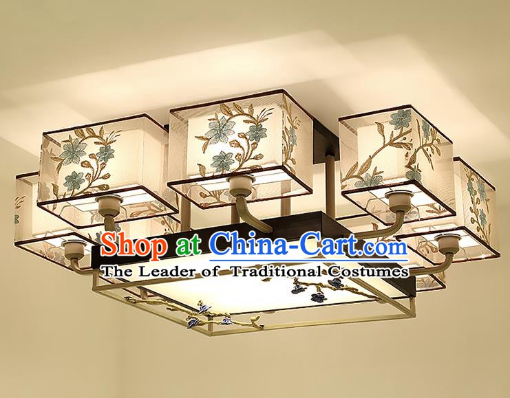 Traditional China Handmade Embroidered Lantern Ancient Eight-pieces Lanterns Palace Ceiling Lamp