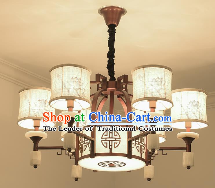 Traditional China Handmade Lantern Ancient Six-pieces Hanging Lanterns Palace Ceiling Lamp