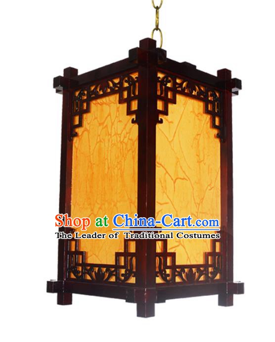 Chinese Handmade Wood Hanging Lantern Traditional Palace Parchment Ceiling Lamp Ancient Lanterns