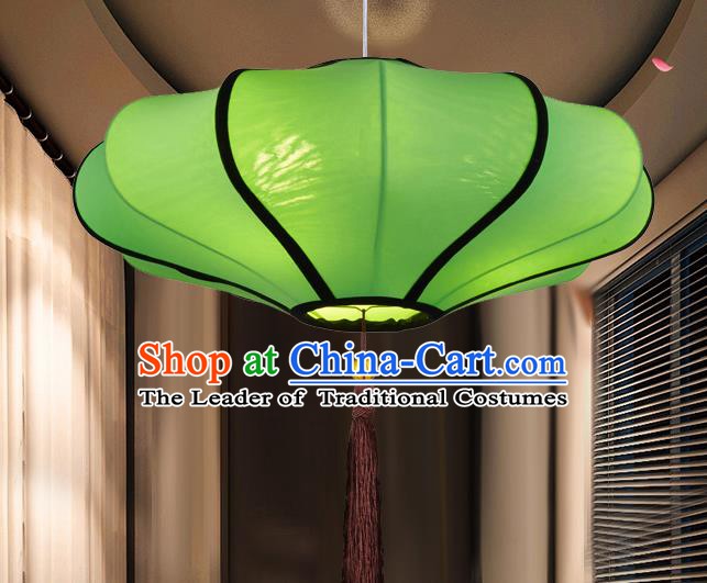 Chinese Classical Handmade Green Palace Lanterns Traditional Hanging Lantern Ancient Ceiling Lamp