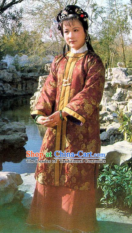 Chinese A Dream in Red Mansions Ancient Nobility Lady Shi Xiangyun Dress Replica Costumes for Women