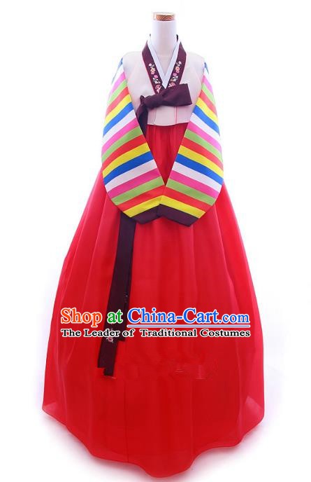 Korean Traditional Garment Palace Hanbok Pink Blouse and Red Dress Fashion Apparel Bride Costumes for Women