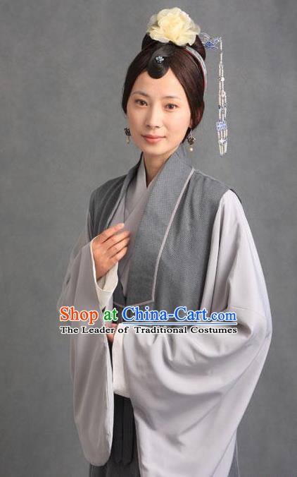 Chinese Ancient A Dream in Red Mansions Character Taoist Nun Miaoyu Costume for Women