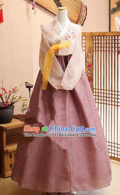Top Grade Korean Bride Traditional Palace Hanbok Blouse and Lace Dress Fashion Apparel Costumes for Women