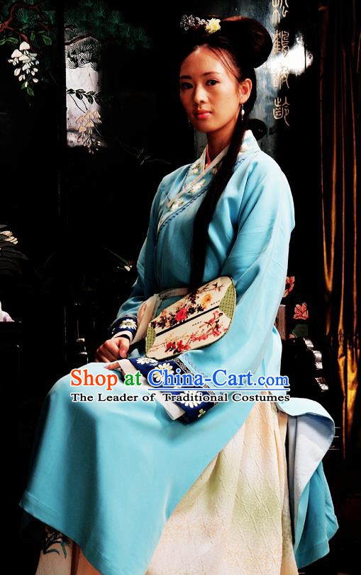 Chinese Classical Novel Dream of the Red Chamber Character Second Sister You Embroidered Dress Replica Costume for Women