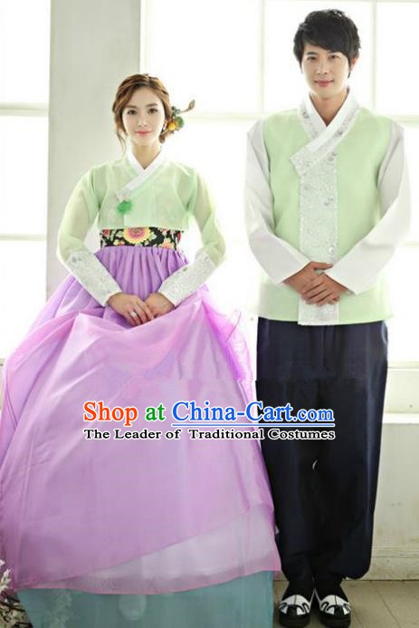 Asian Korean Traditional Costume Ancient Bridegroom and Bride Hanbok Complete Set
