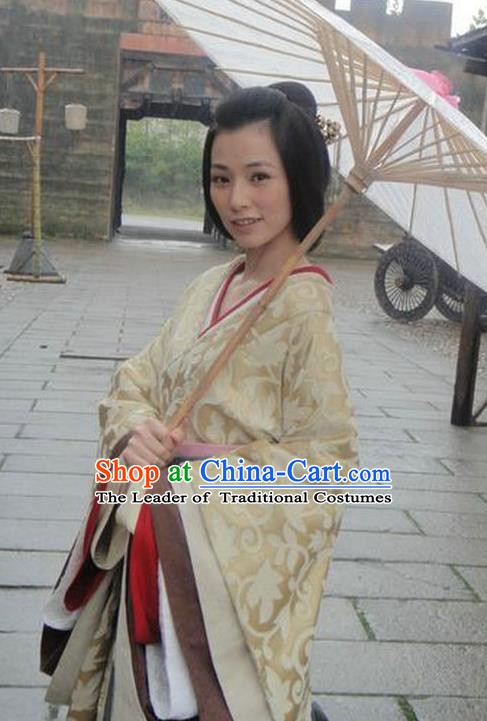 Ancient Chinese Han Dynasty Palace Lady Hanfu Young Mistress Replica Costume for Women