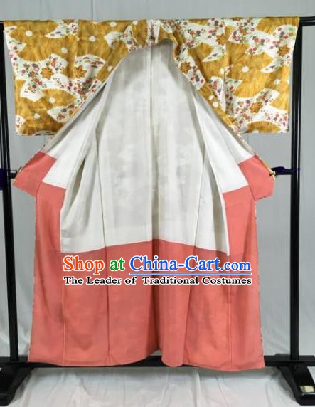 Japan Ancient Geisha Furisode Kimonos Traditional Palace Yukata Dress Formal Costume for Women