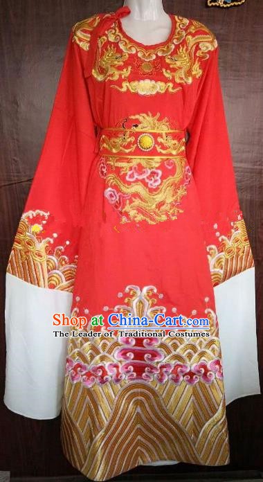 China Traditional Beijing Opera Niche Red Dragon Robe Chinese Peking Opera Number One Scholar Scholar Costume