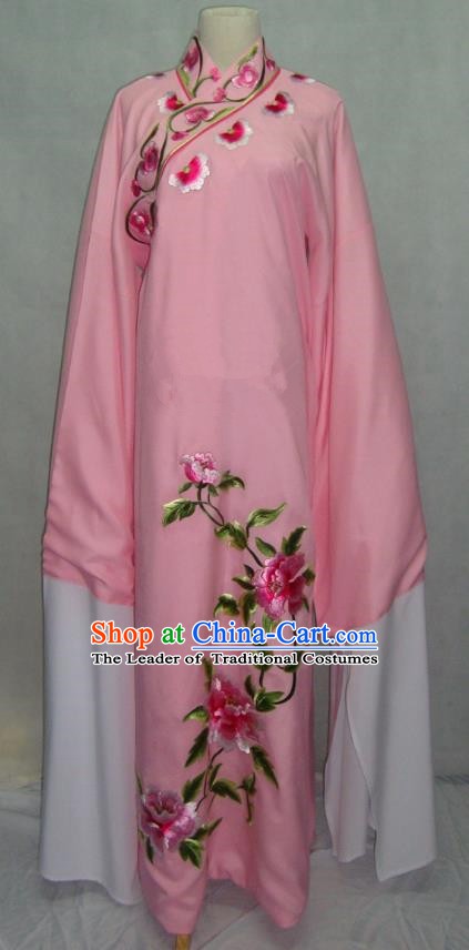 China Traditional Beijing Opera Scholar Embroidered Peony Costume Pink Robe Chinese Peking Opera Niche Clothing for Adults