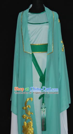 China Traditional Beijing Opera Young Men Embroidered Costume Chinese Peking Opera Niche Green Robe for Adults
