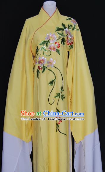 China Traditional Beijing Opera Niche Costume Embroidered Flowers Yellow Robe Chinese Peking Opera Scholar Clothing for Adults
