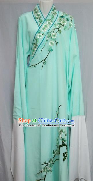 China Beijing Opera Embroidered Plum Blossom Green Robe Chinese Traditional Peking Opera Scholar Costume for Adults