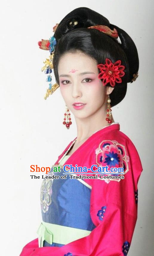 Chinese Traditional Tang Dynasty Courtesan Embroidered Dress Replica Costume for Women