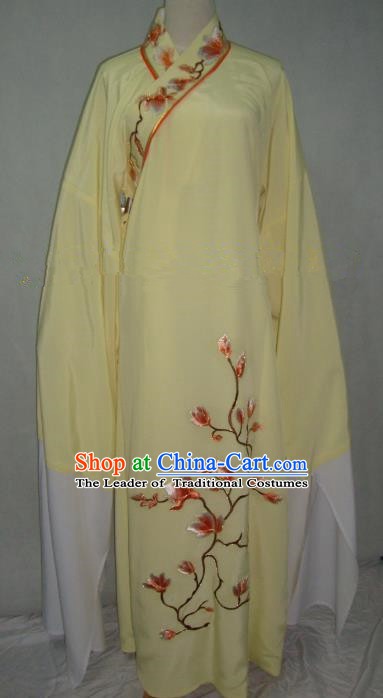 China Beijing Opera Scholar Niche Costume Embroidered Mangnolia Yellow Robe for Adults