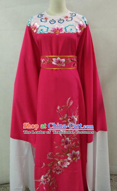 Traditional Chinese Shaoxing Opera Niche Scholar Embroidery Rosy Robe Costume for Adults