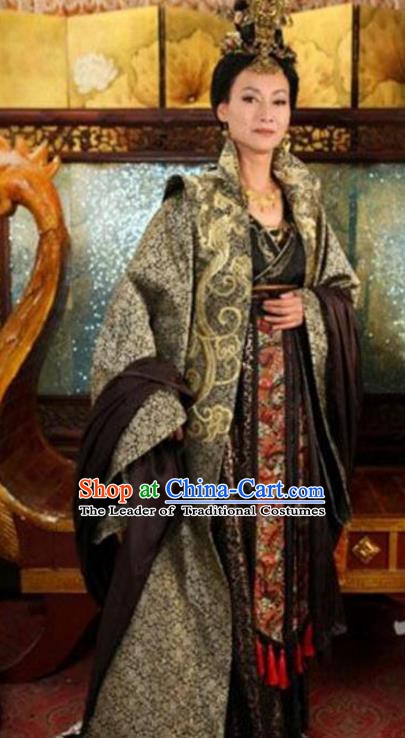 Chinese Ancient Tang Dynasty Embroidered Dress Empress Wu Zetian Replica Costume for Women
