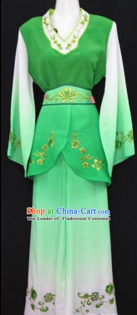 Traditional China Beijing Opera Young Lady Green Dress Chinese Peking Opera Maidservants Costume