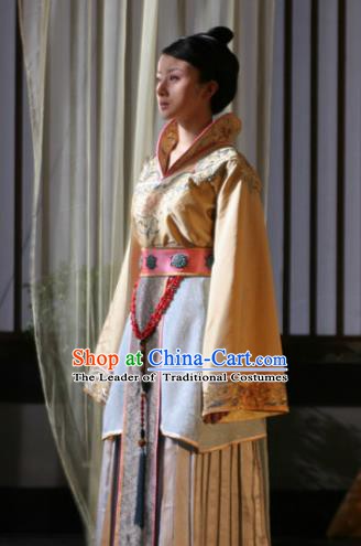 Chinese Sui Dynasty Royal Princess Yue Rong Hanfu Dress Replica Costume for Women