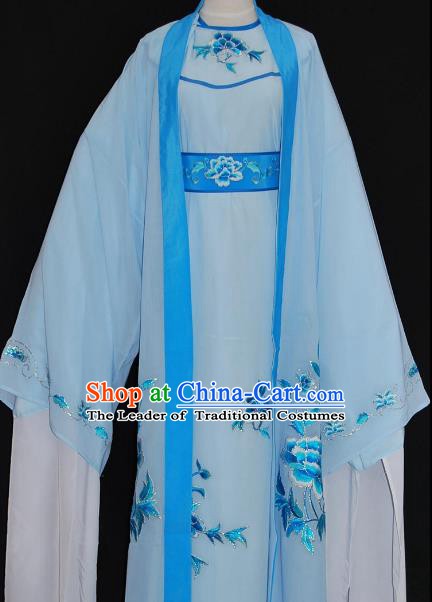 Traditional Chinese Beijing Opera Scholar Blue Robe Costume Peking Opera Niche Clothing for Adults