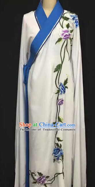 Top Grade Chinese Beijing Opera Embroidered Blue Sleeve Robe Peking Opera Niche Costume for Adults