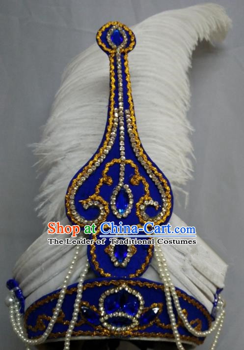 China Traditional Beijing Opera Prince Hair Accessories Chinese Peking Opera Niche Feather Hats for Men